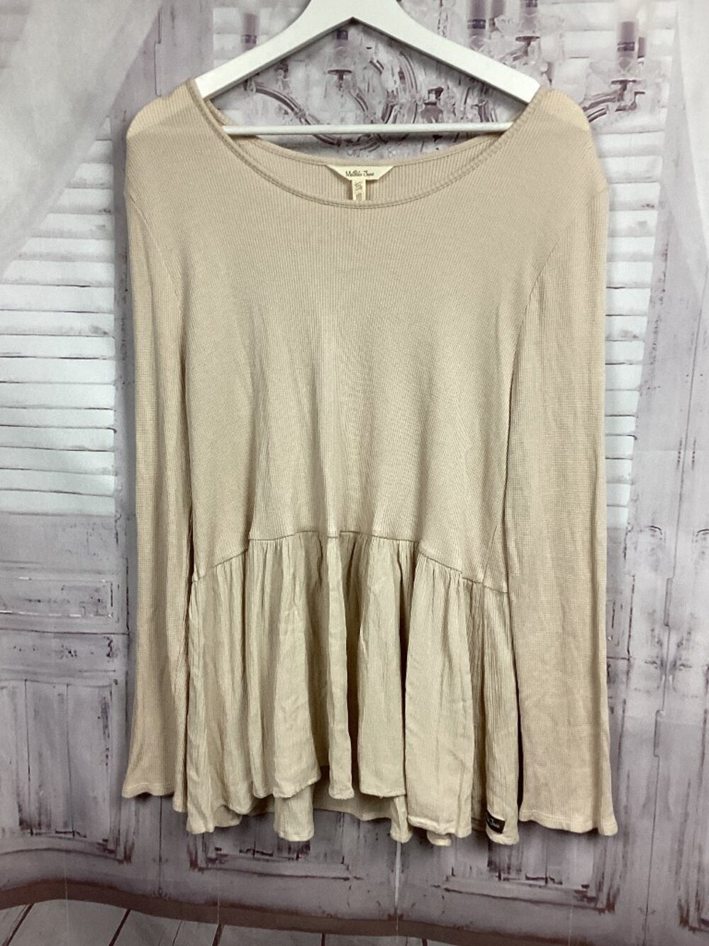 Matilda Jane Long Sleeve Light Tan Cream Top XXL